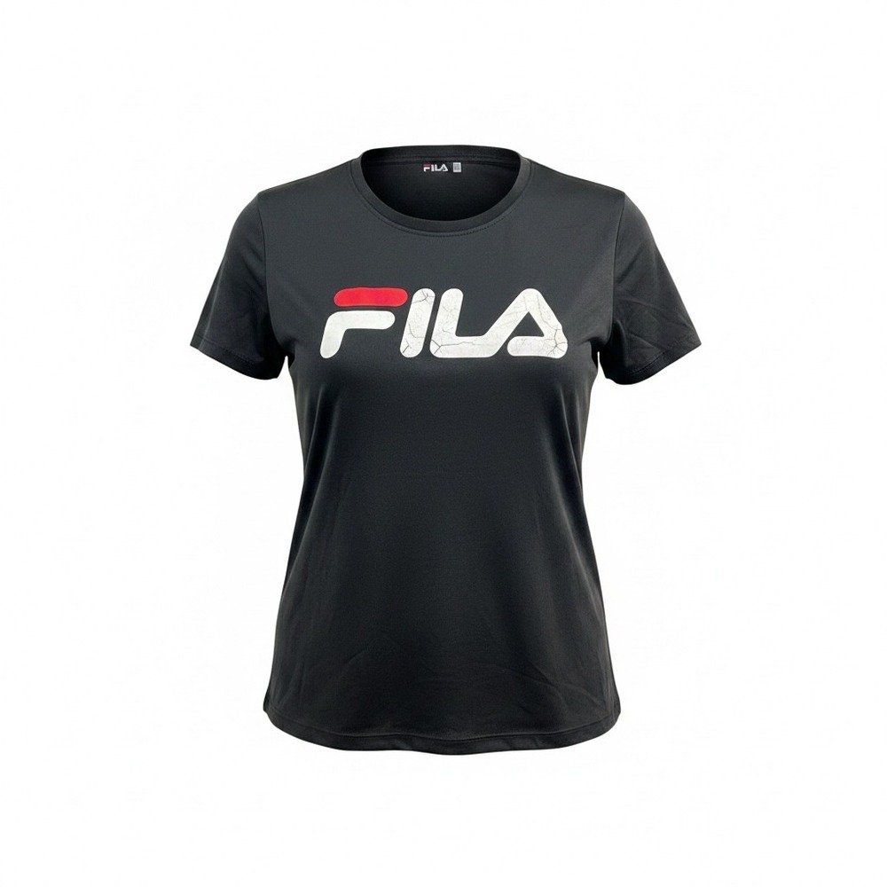 Fila Womens Crew Tee With Graphic Black Short‎ Sleeve Logo T-Shirt SW018646 XL